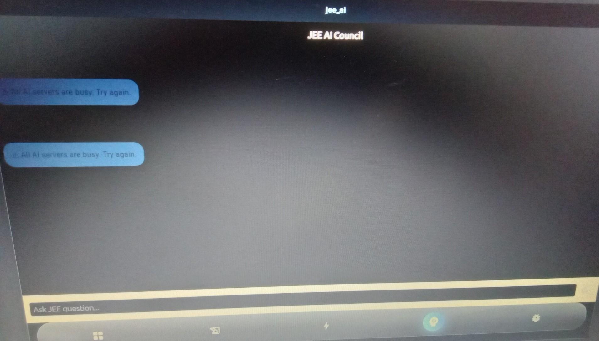 Chat interface showing All AI servers are busy error