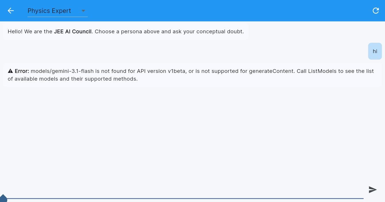 Dashboard UI showing API request failure