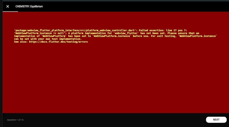 Flutter RSOD showing WebViewPlatform assertion error